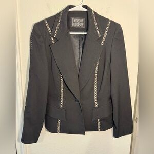 Hairston Roberson Wool Blazer Womens 4 Black White Vintage 80s Southwestern